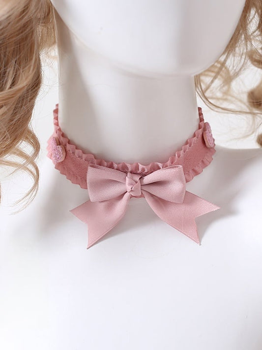 Schleife Pink mit Choker Herzen Glitzer Sweet Style Lolita