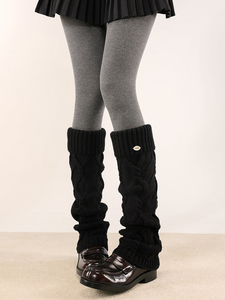 Knit 5 One-Side Cable Warmers Leg Accent Button Colors