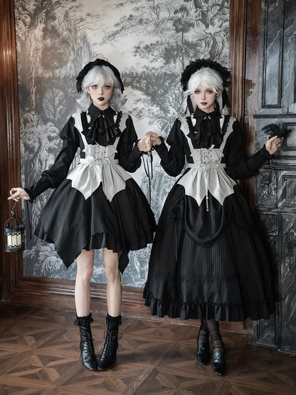 Bat Gray Apron Lolita - Gothic Inspired