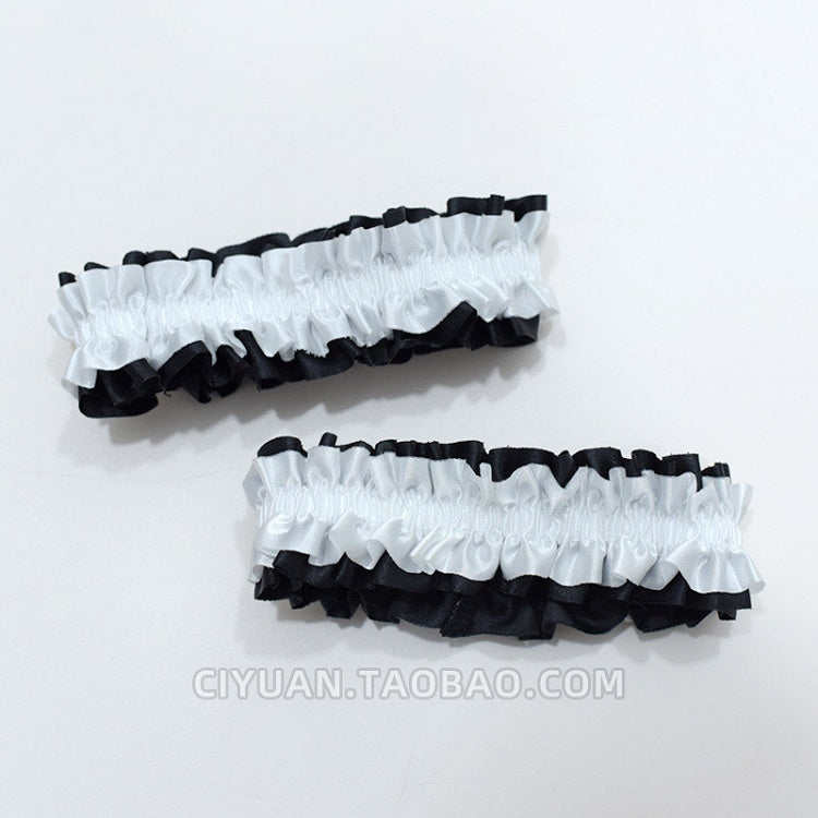 White/Red Lolita Gothic Ruffled Arm Cuff