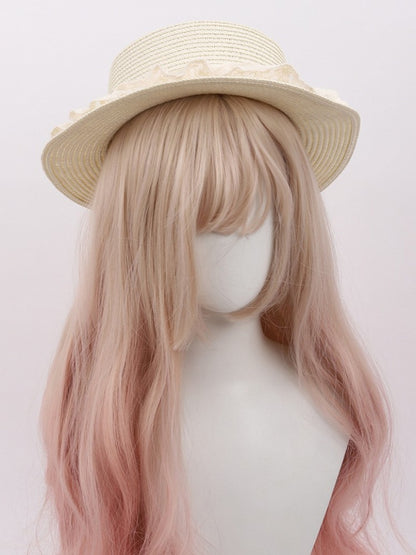 Beige Bowknot Details Straw Lace Lolita Sweet Hat