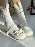 Sweet Lolita Crab Themed White Low Heels with Bow Decor & Snap Design