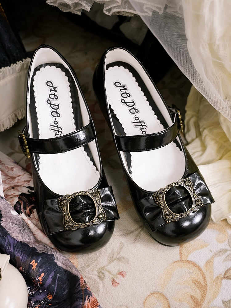 Rahmen Lolita Schleife Mitte - Schwarz bei Janes Design Top Heel Bild Elegante Runde Zehe Mary