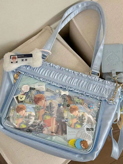 Kapazität Tote Rüschenband Schleife Große Ita Tasche Trim Blau