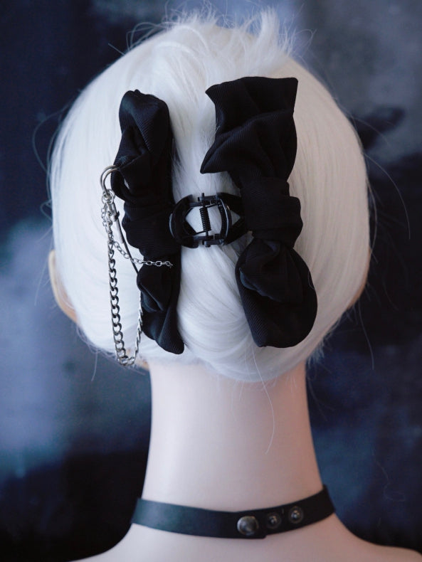 Black Bowknot Clip Decorated Claw With Cross