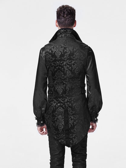 Men's Dark Printing Black Gothic Vest