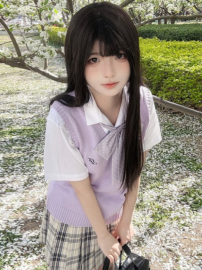 Vest Preppy JK Color Uniform Style Knitted 10 V-neck Options