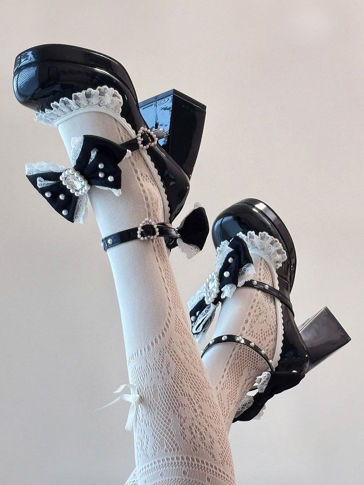 Abnehmbare schwarze Schleife mit Perlen und poliertem Strass