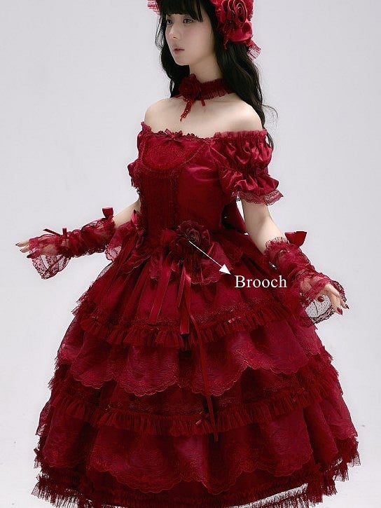Large Flower Bead Chain Lolita Brooch 6 Colors - Moon River