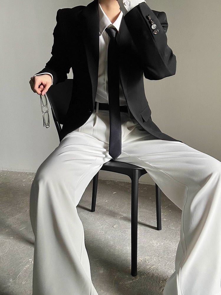 Lolita Pants Drape Luxurious Unisex Ouji with Wide-Leg White