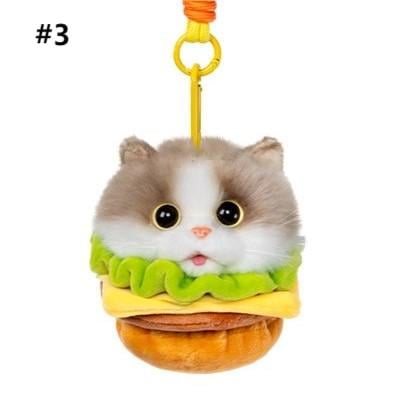 Cat Hamburger Options 4 Cute Plush Keychain