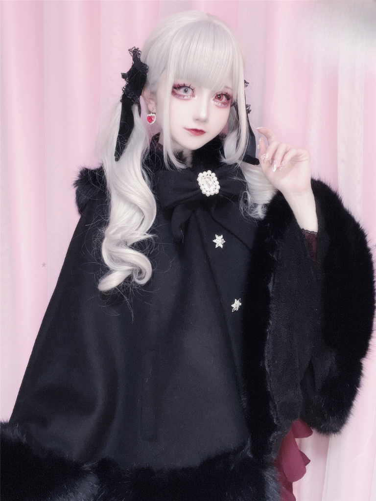 Button Cloak Cat Fur Diamond