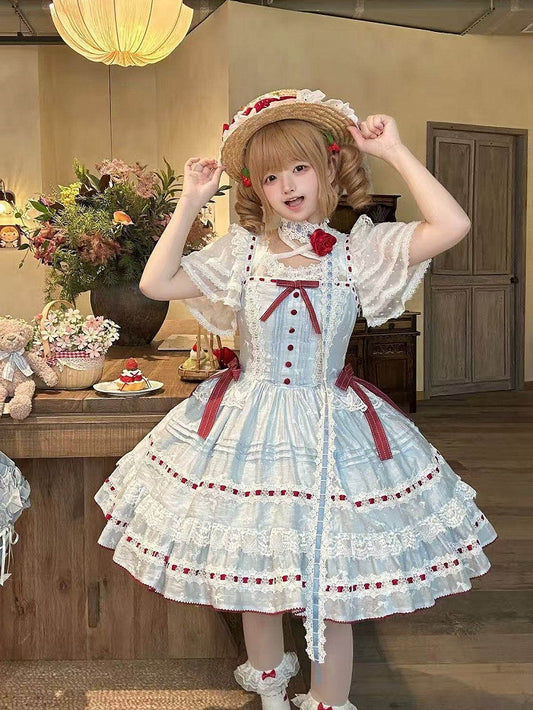 White Sheer Dot Tulle Blouse with Flutter Sleeves - Rainbow Cat