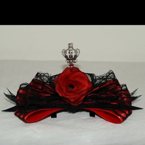 Krone verziert Trim Design Haarspange Floral Spitze Bowknot Lila/Rot