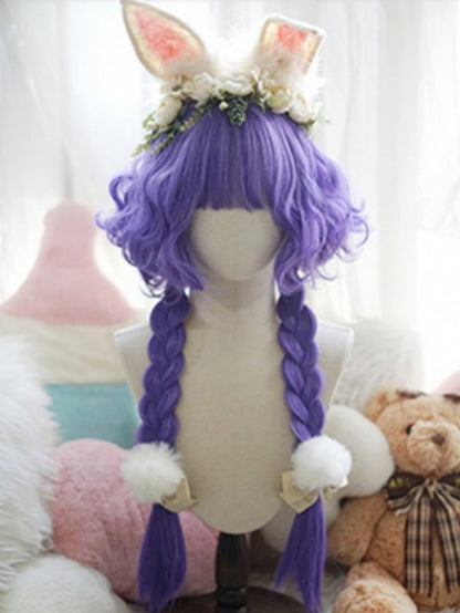 Hellblonde/pinke/rote/grüne/violette hüftlange Perücke mit vollem Pony