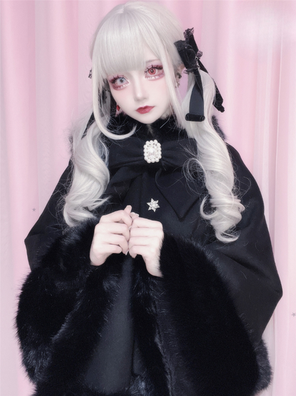 Button Cloak Cat Fur Diamond