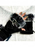Plush Half-Finger Gloves with Metal Buckle - Post-2000 Gift Shop