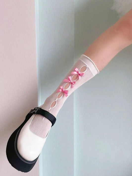 Bowknots Cutout Lolita Calf Socks