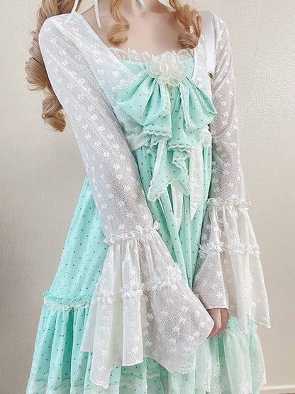 Sheer Bell Sleeve Cardigan with Self-Tie - Tan Tuan