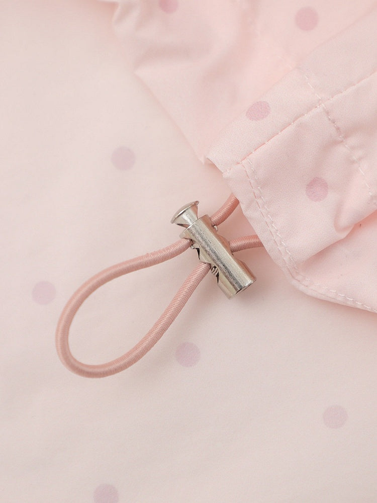 Cute Pink Bunny-Ear Hooded Sun Coat with Polka Dots