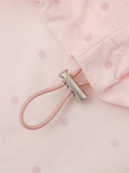 Cute Pink Bunny-Ear Hooded Sun Coat with Polka Dots