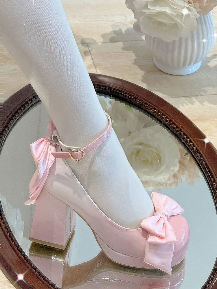 Shoes Mary Sweet Bowknot Round Pink Details Toe Janes Platform Lolita