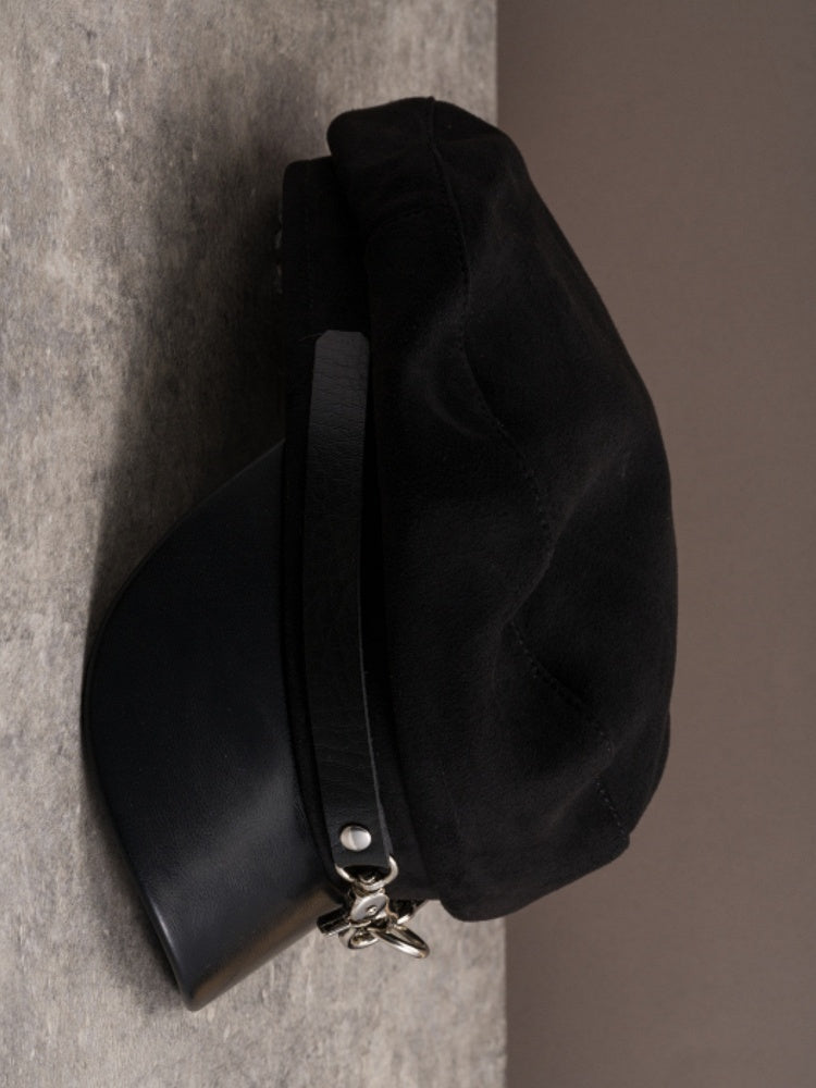 Gothic Buckles Black Design Beret Hat