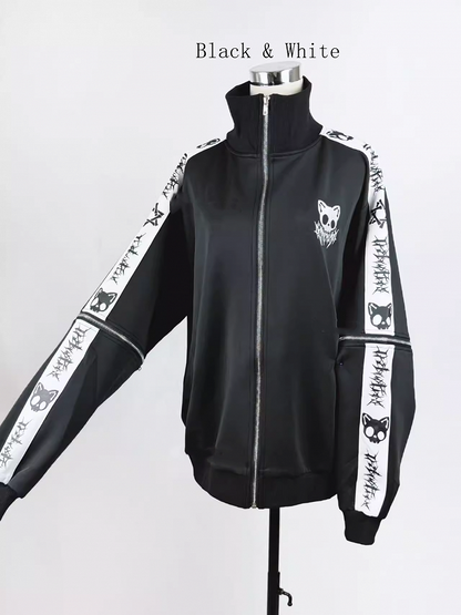 Landmine Skull Embroidered Colors Kei Sleeves | Jacket Detachable Cat in 6