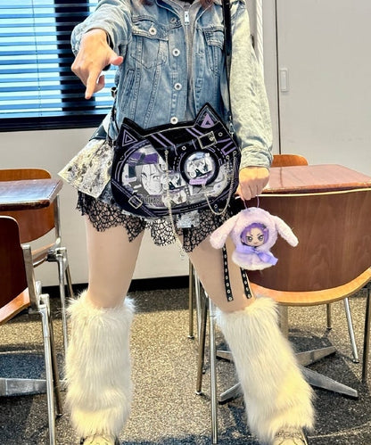 Glow-in-the-dark Cyberpunk Cat Ita Bag Purple Black - Daylight