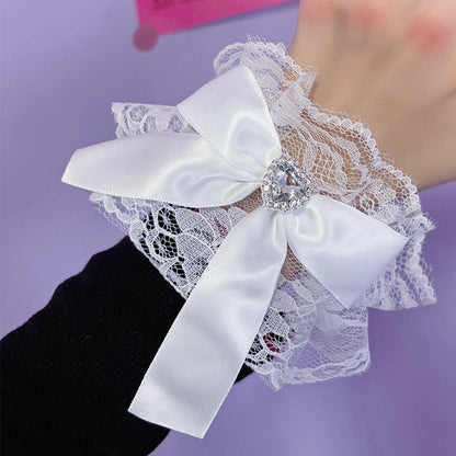 カフス ケイ レース 蝶結び リストトリム ジライ ピンク/ホワイト/ブラック