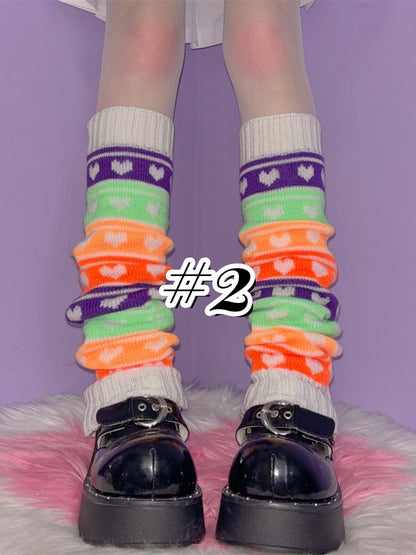 ストライプ柄ニットレッグウォーマー