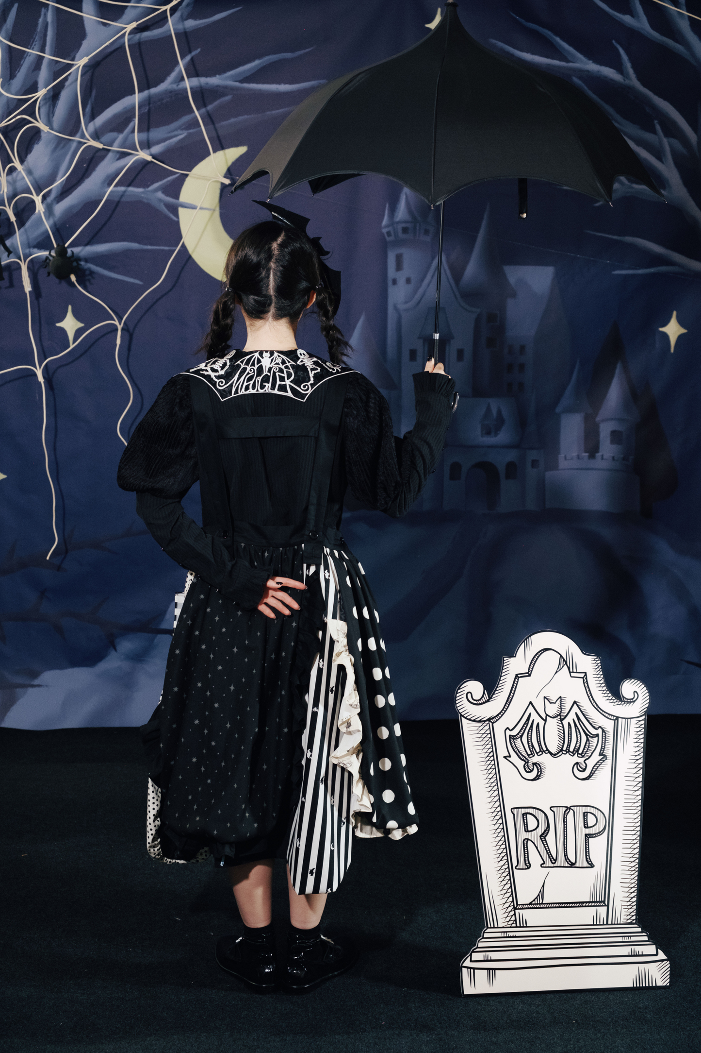 クロップドスリーブ スパイダーカラー パフトップ