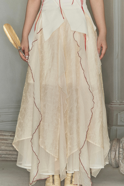 ビスチェ + クラッシュヘビーローズスカート