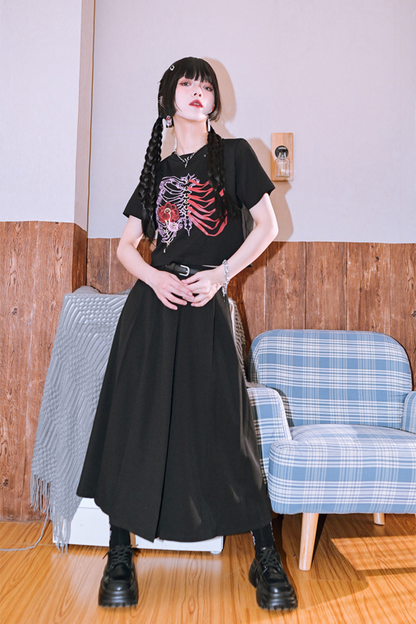 Style Short Flower Top Dark Bone