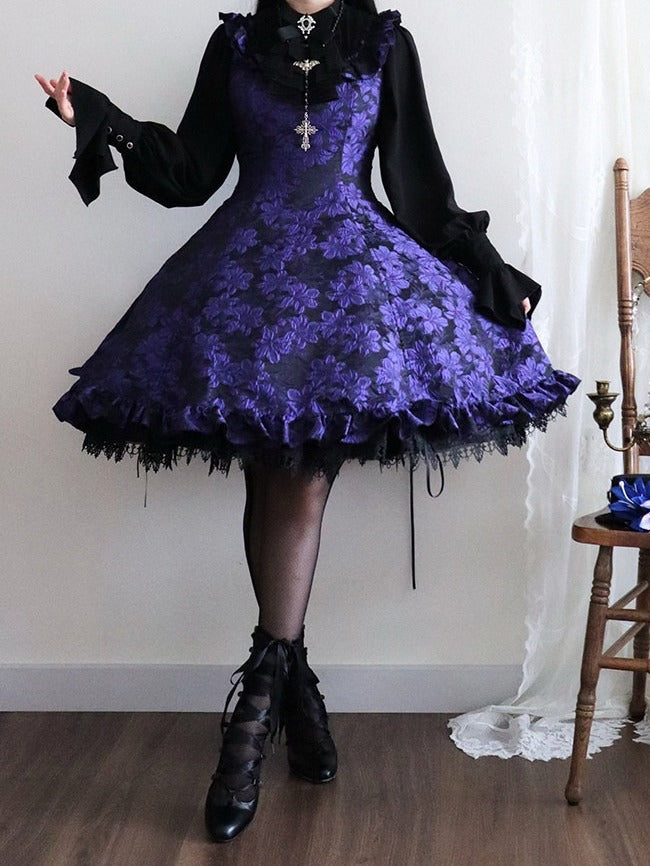 Purple Lace Trim JSK Gothic Lily - Miss Point