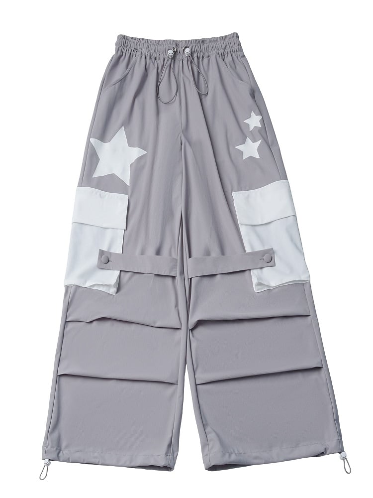 Cool-Touch Star Print Pleated Trousers - PINK SAVIOR