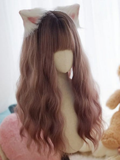 Lila Ombre lange gewellte Perücke mit vollem Pony