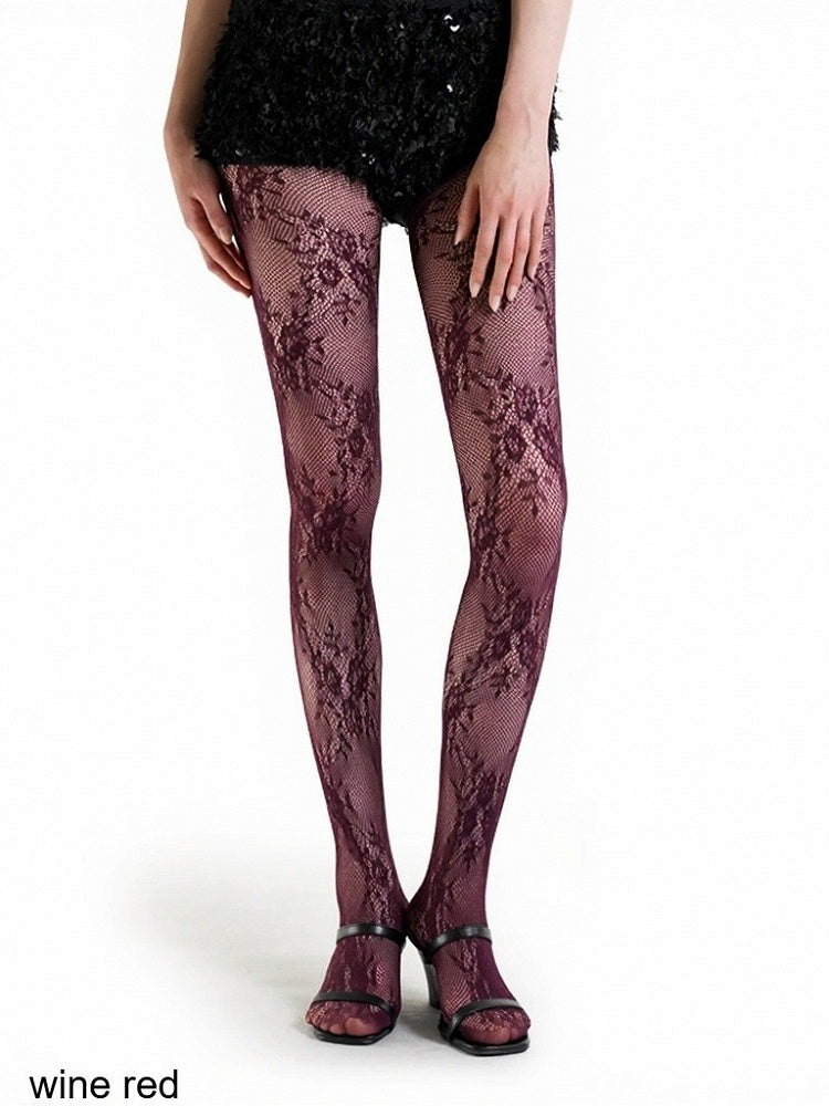 5-Color Mesh Sheer Tights with Floral Pattern - ModaSwings