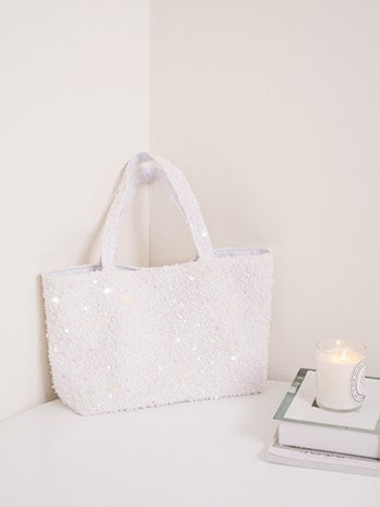 Sequin Style Kawaii Bag White Tote In Sparkling