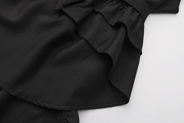 Collar Lapel Ouji Detail Waistcoat Ruffle Train Lolita Detachable Black with