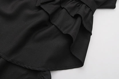 Collar Lapel Ouji Detail Waistcoat Ruffle Train Lolita Detachable Black with