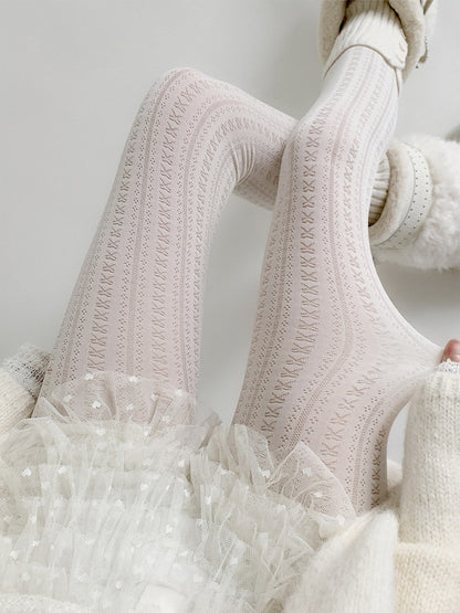 Knit Vintage White Jacquard Tights