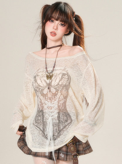 Glamorous Lange Ärmel zum Schnüren Top Detail Sonnengrün/Beige Schutz