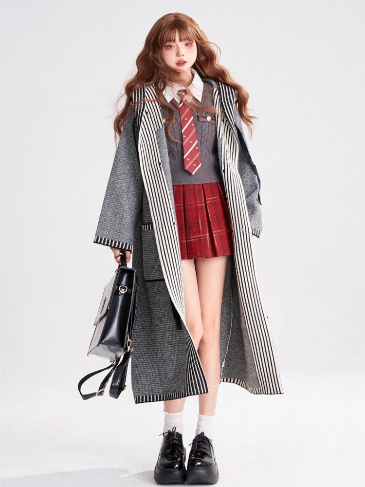 with Side Skirt Short Red Box Zipper Plaid Pleat