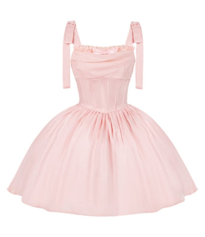 Kleid mit Stäbchen, Pullover, Lolita, schimmernder rosa Stoff, Baskenrock
