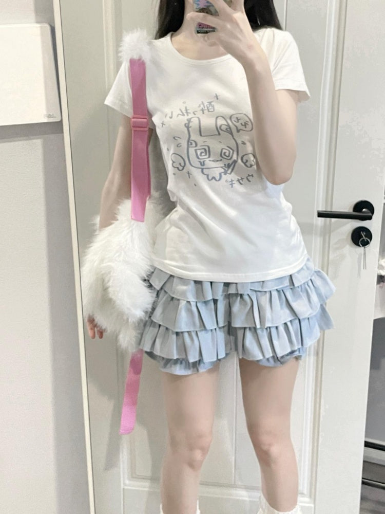 ホワイトグレーグラフィックTシャツ