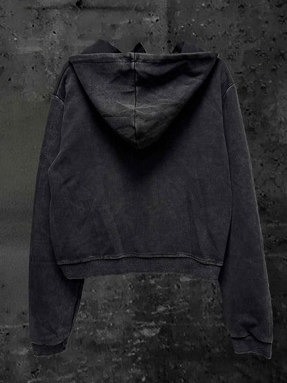 Design Wasteland Gray Punk and Hoodie Zip-Up Cross Wash with Faded