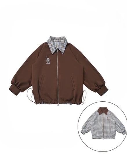 Jacket: Plaid Convertive Vintage Blue Fashion Millard Brown Caramel 2-Way