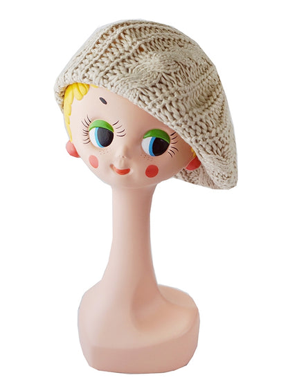 Hat Knitted Khaki/Brown/Black Beret