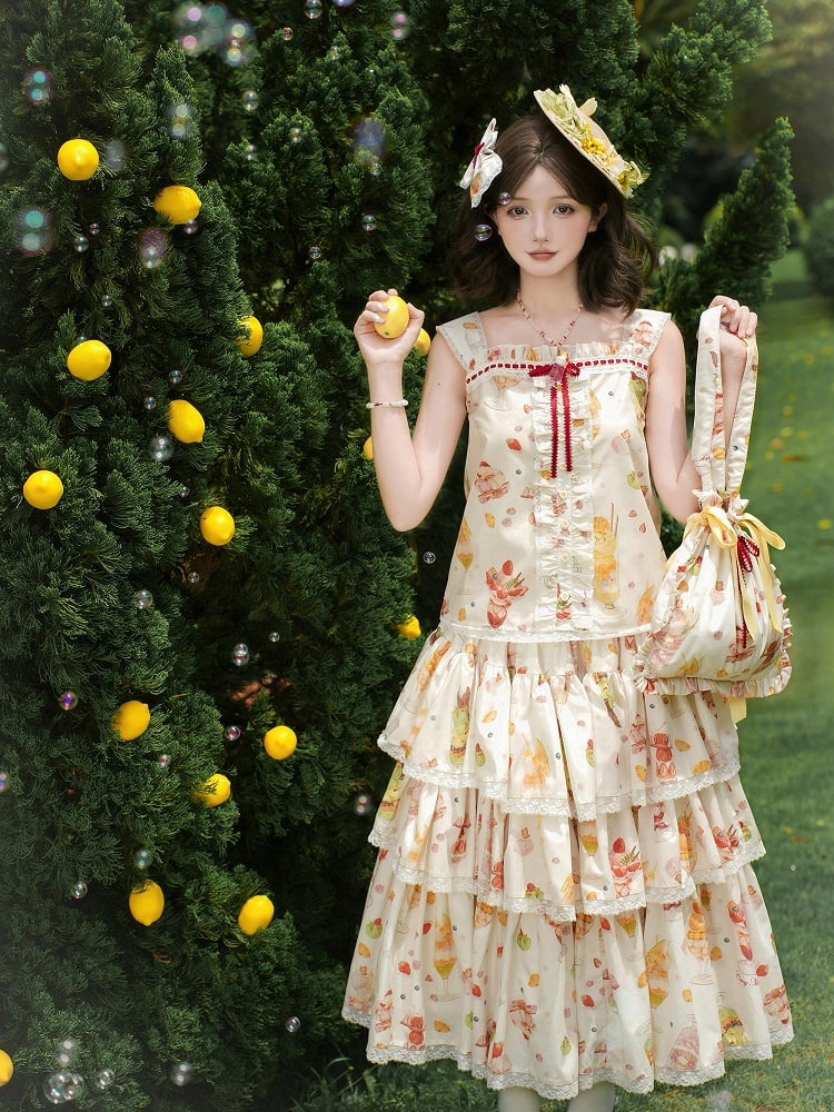 プリントフルーツトップキャミソール サマークリームパフェ